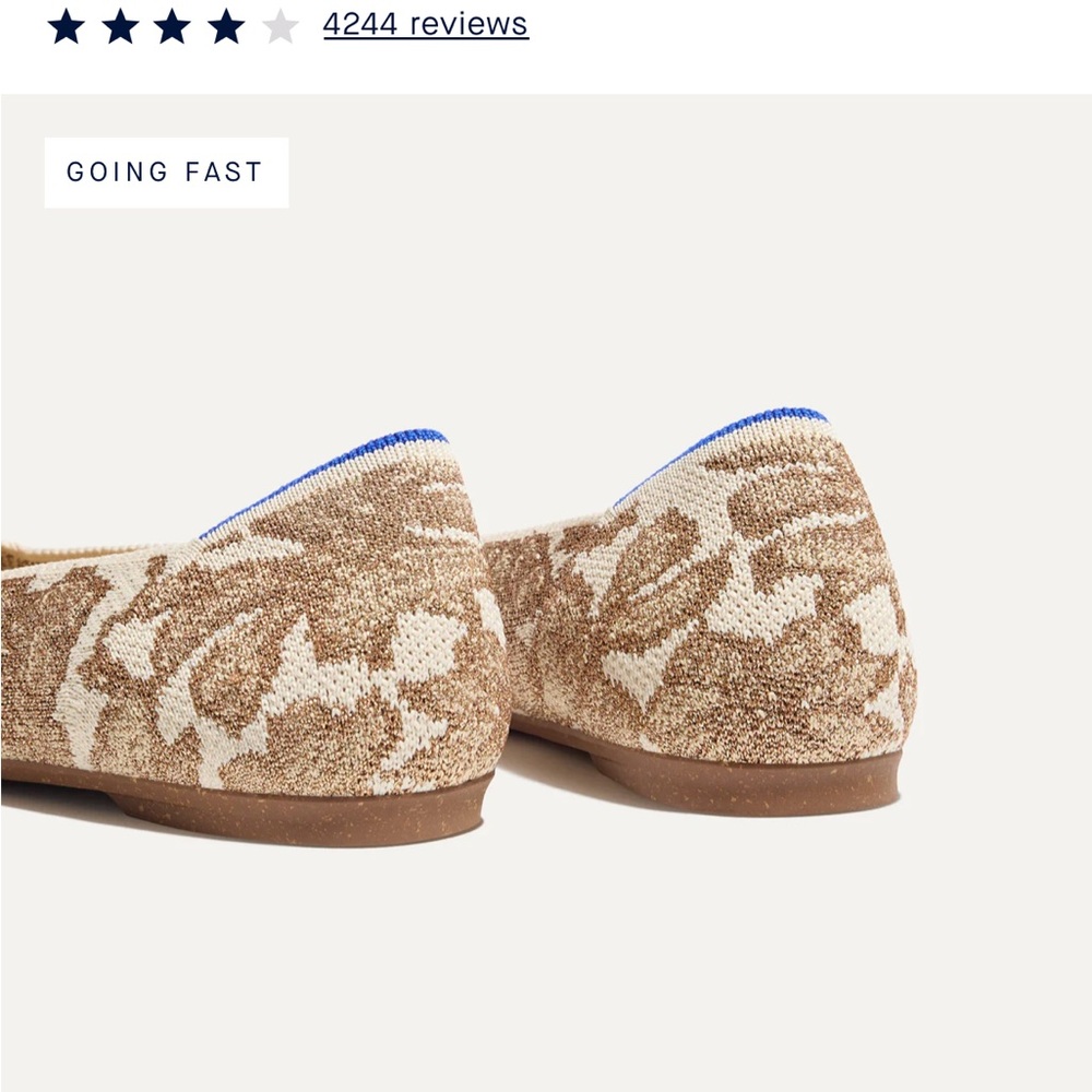 Rothy's Women's Floral Pointed Flats - Tan and Cream - Picture 3 of 7